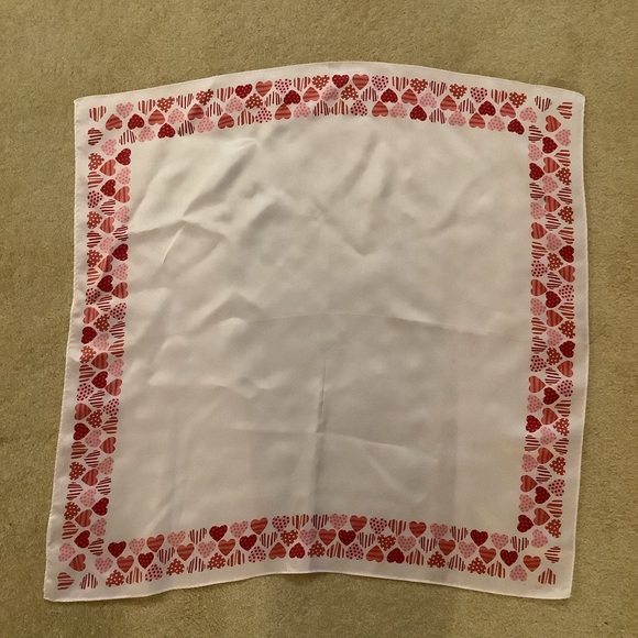 Ivory 12” Square Scarf with Red Heart Border - Picture 4 of 4